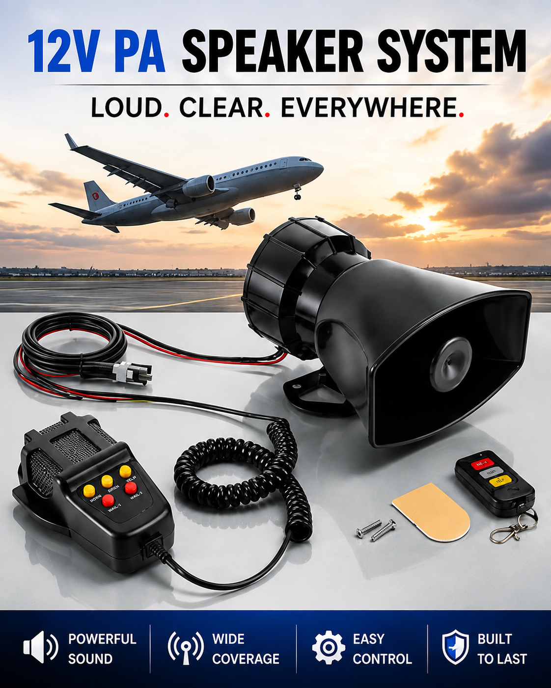 12V PA Hooter Speaker System – Powerful Sound, Built for the Road